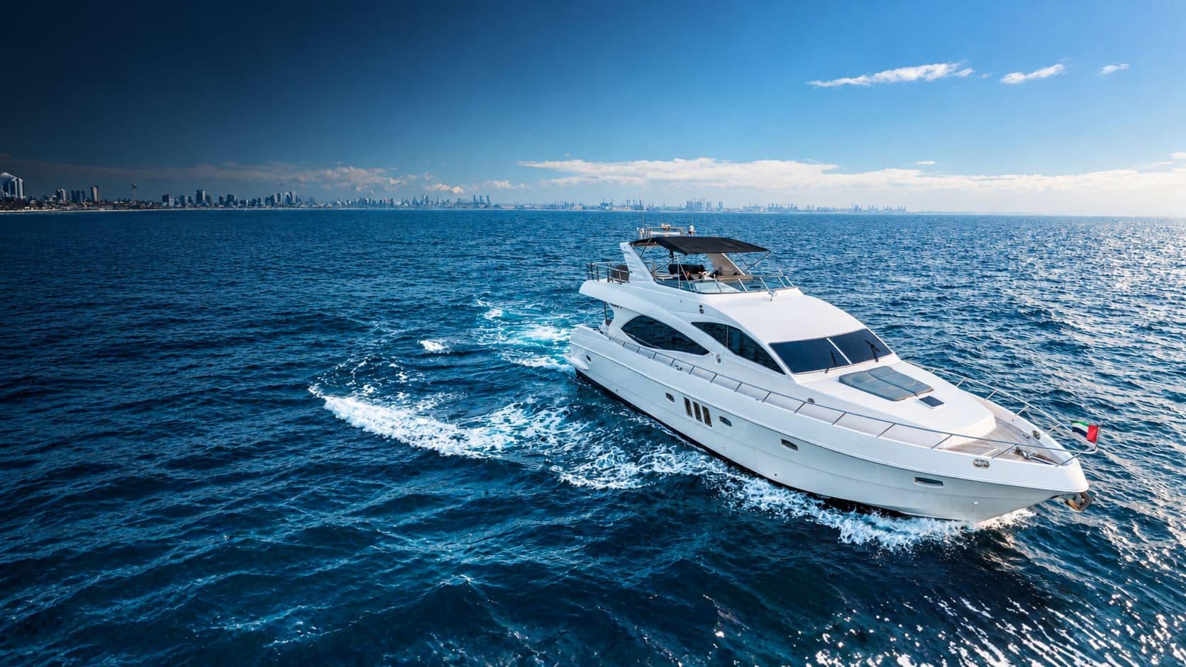 Luxury private yacht cruising in Dubai Marina